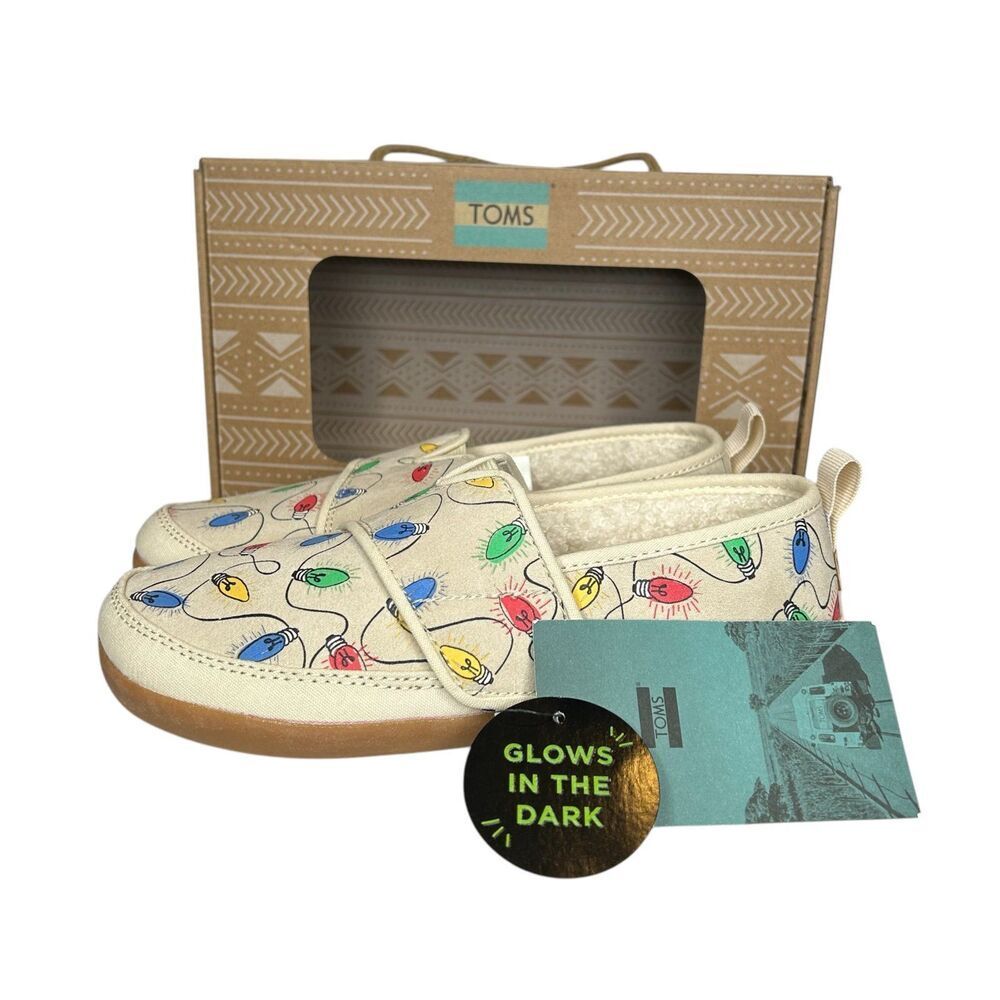 New Toms birch Glow in the dark slip on shoes youth size 4